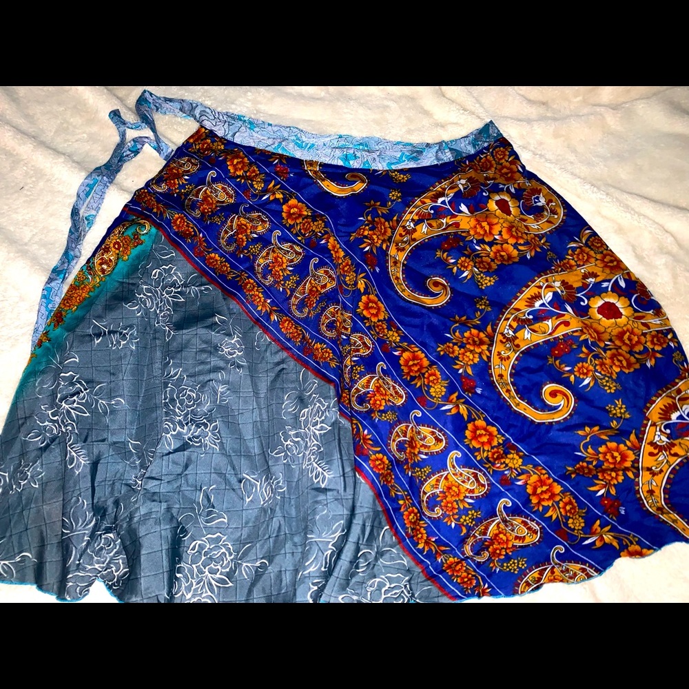 Double sided silk wrap skirt